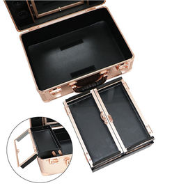 Aluminum Makeup Vanity Trolley With Mirror Rose Gold Color For Travel