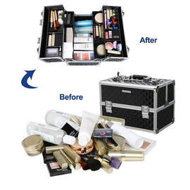 Heavy Duty Aluminum Material Professional Makeup Box With Adjustable Trays