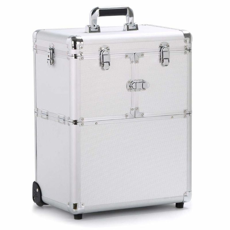 Pull - Out Wheeler Makeup Trolley Case Easy To Move With Inner Velvet Lining